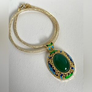 Enamel gold necklace